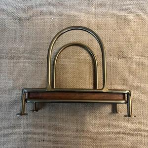 Hearth and Hand with Magnolia Wood & Brass Round Footed Napkin Holder 7 L X 6 H - Picture 1 of 6