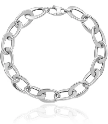 14K Solid White Gold Single Link Charm Bracelet - Image 1 of 4