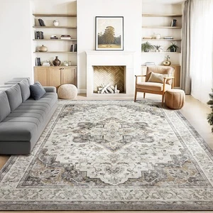 8x10 Washable Area Rug, Soft & Slip-Resistant Large Area Rug with Reinforced ... - Picture 1 of 5