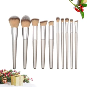 10-teiliges Kosmetikpinsel-Set mit Holzgriff für Make-up-Anwendung - Bild 1 von 11