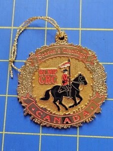 RCMP Gold Enamel Pewter Christmas Ornament Canada Royal Canadian Mounted Police - Picture 1 of 3