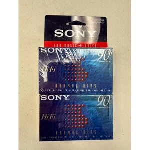 Sony Normal Bias Hi Fi Blank Cassette Tape 2 Pack C90HFB 90 Minutes New Sealed - Picture 1 of 3