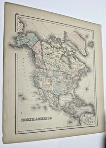 VINTAGE MAP NORTH AMERICA & LAKES/ISLANDS 1878 O.W.GRAY & SON - Picture 1 of 4