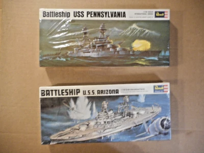 2 Vintage Revell Battleship Model Kits USS Pennsylvania & USS Arizona 1/720 NOS - Image 1 of 4