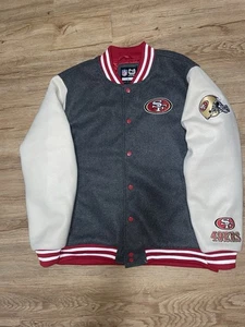 ULTRA GAME NFL San Francisco 49ers Varsity Wool Jacket Men Size L Grey - Bild 1 von 10