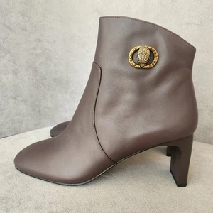 Kurt Geiger Stiefelette mit Absatz 10 braun Leder Chelsea eckige Zehenpartie Logo Knöchel neu 300 $ - Bild 1 von 18