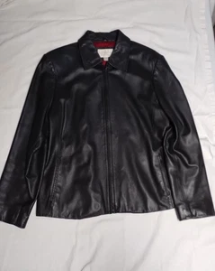 Worthington schwarze Echt Lammleder Lederjacke Gr. XL rot innen gefüttert - Bild 1 von 15