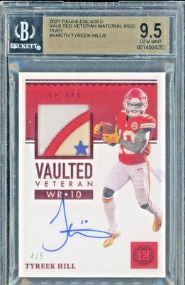 2021 ENCASED TYREEK HILL RUBY RED USED PATCH AUTO GEM MINT BGS 9.5 SSP /5 HOF? - Image 1 of 2
