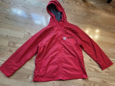 Chaqueta de lluvia CARHARTT para mujer/jóvenes talla grande (12-14) forrada de lana con capucha roja Foto 1 de 4