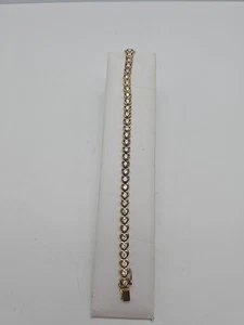 Gold über Sterlingsilber und Zirkonia Herz Armband 8 Zoll - Bild 1 von 4