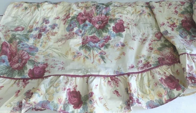 Springmaid Floral Valance Ruffle 100" x 18" Roses Vtg NOS Cottagecore USA - Image 1 of 4