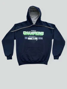 Seattle Seahawks 2014 NFC Champions navy blue NFL hoodie sweatshirt Size Medium - Picture 1 of 4