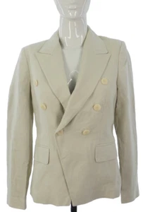 Mango Suit Jacket Blazer Linen Beige Double Breasted Smart Office BNWT UK 8 - Picture 1 of 12