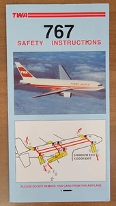 TRANS WORLD AIRLINES TWA - SAFETY CARD - BOEING B767 - 16050 - REV 5-91 - Picture 1 of 2