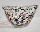 Vtg Romanian Handcrafted Crystal Bowl Hand Painted Floral With Gold Trim