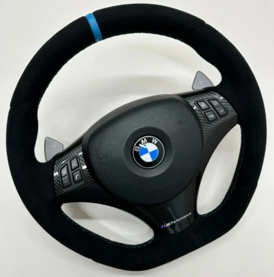 OEM BMW M3 DCT FLAT BOTTOM Steering Wheel E90 E92 E93 M3 PERFORMANCE DEFECTED - Image 1 of 4