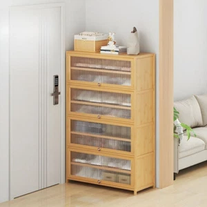 Shoe Cabinet Shoe Storage Organizer with Dustproof Translucent Doors - Picture 1 of 18