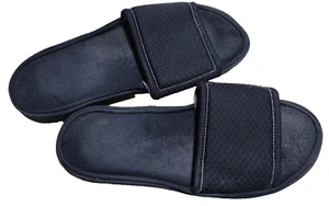 Men's Dearfoams Slide Slipper Sandal Black Plush XL 12/13 - Picture 1 of 5