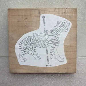 Tigre Palo Giostra Animale Timbro Gomma Parco Divertimenti Giostra Statua Montata in Legno - Foto 1 di 8