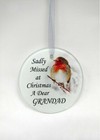 Robin Glass Christmas Tree Hanging Plaque/Decoration Memorial Xmas Bauble