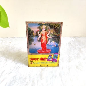 Vintage Goddess Laxmi Graphics Langar Bidi Advertising Tin Sign Board Old TS446 - Picture 1 of 5