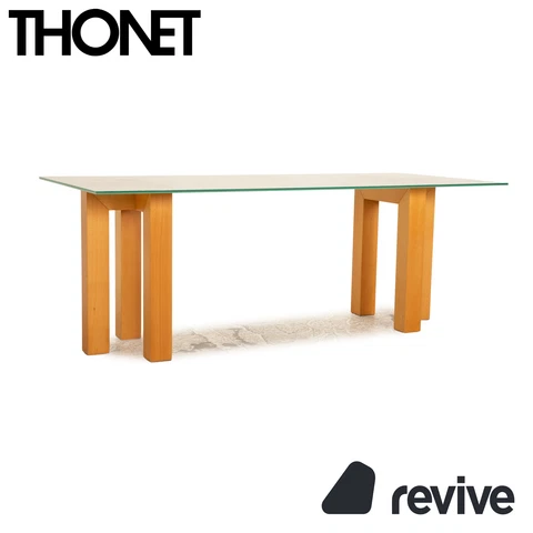 Thonet Glas Dining Table Braun Beech 78 11/16in X110 CM Cover