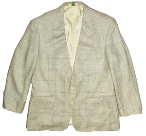 *VINTAGE* Givenchy Monsieur Men's Ivory Checkered Suit Jacket; UNION MADE; 42/44 - Picture 1 of 12