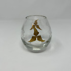 PartyLite Candle Holder Clear Hand Painted 24K Gold Leaves
