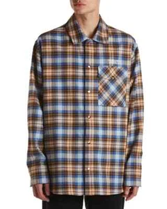 Moncler L136501 Mens Multi Flannel Starland Long Sleeve Plaid Shirt Size L - Picture 1 of 6