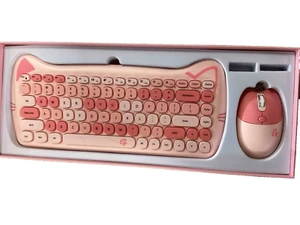 Kitty Cat 2.4G USB Wireless Keyboard and Mouse Combo Silent Keys Candy Pink - Picture 1 of 4