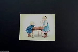Unbenutzte Tasha Tudor 1946 Ars Sacra Weihnachtsgrußkarte Schwestern blasen Blasen - Bild 1 von 3