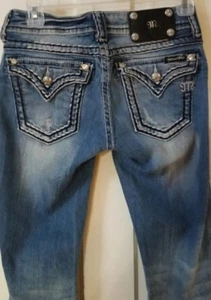 MISS ME JEANS RHINESTONE EMBELLISHED POCKET BOOTCUT WOMENS 26 X 33 - Picture 1 of 4