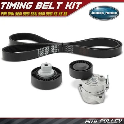 3x Kit de componentes de transmisión por correa serpentina para BMW 320i 325i 328i 330i 528i X3 X5 Z3 Foto 1 de 4