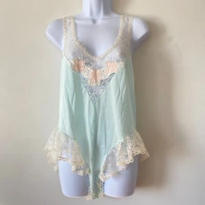 Ropa de dormir vintage Gloria Vanderbilt peluche para mujer mediana verde menta - Imagen 1 de 9