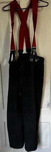 Vintage WOOLRICH Gray/Red Plaid Heavy Wool Pants W/ Labonville Suspenders - Picture 1 of 18