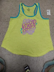 "Tanque para mujer Secret Treasures ""Solo buenas vibraciones"" amarillo L 12-14" nuevo con etiquetas - Imagen 1 de 1