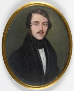 Wenzel Kraus (1791-1849) "Male portrait", fine miniature, ca. 1840 - Picture 1 of 6