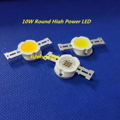 10W Round High Power LED Cold White Warm White Blue Green Ultra Violet UV 395nm - Image 1 of 3