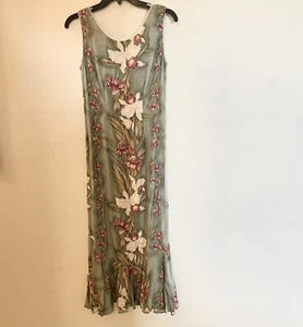 Vintage Young Hawaii Long Muumuu Hawaiian Orchid Tropical Print Dress Small NWOT - Picture 1 of 10