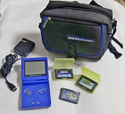 Cobalt Blue Nintendo Game Boy Advance SP AGS-001  w / Games and Charger  Working - Image 1 of 4