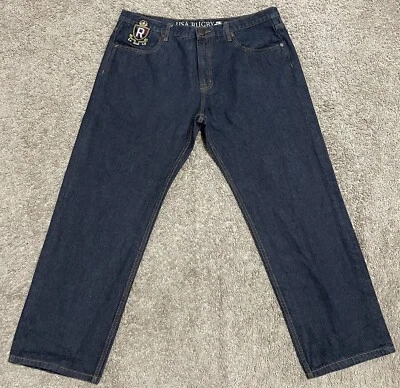 Pantalones de mezclilla informales con logotipo de algodón con escudo amarillo 42x34 de rugby de EE. UU. para hombre Foto 1 de 4