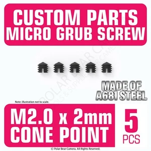 Juego de tornillos lentes cámara anillo de enfoque M2x 2 mm extremo cono sin cabeza NEGRO - Imagen 1 de 3