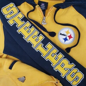 Vintage Reebok Pittsburgh Steelers Full Zip Hoodie NFL Team Apparel Womens XL  - Picture 1 of 19