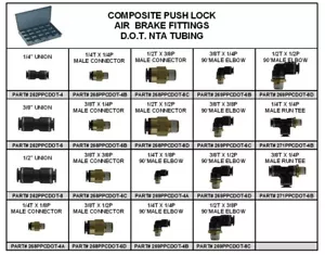 Composite Body Push-in Air Brake Fitting Assortment DOT Approved Lg Metal Tray - Picture 1 of 2