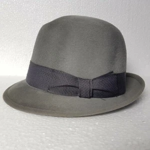 PANIZZA SPORTSMAN CAPPELLO 54 FEDORA FELTRO FUR FELT HAT GRIGIO CHIARO - Picture 1 of 8