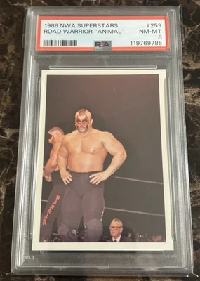1988 Wonderama NWA #259 Road Warrior Animal PSA 8 WCW Wrestling Card - Image 1 of 2