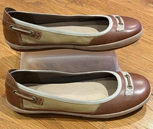 TIMBERLAND Women’ EARTHKEEPERS Ballerina Flats~Size 11~Leather/Canvas BROWN/TAN - Picture 1 of 9