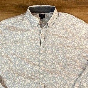 J Crew Shirt Mens Medium Button Down Floral Print Blue White Long Sleeve Size M - Picture 1 of 7