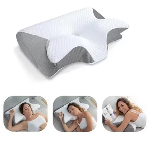 Cuscino Ortopedico Cervicale 100% Memory Foam Antiacaro Anatomico Grigio Riposo - Foto 1 di 7