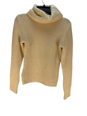 Suéter grueso tejido cuello alto acrílico lana blanco roto pequeño Gap para mujer Foto 1 de 4